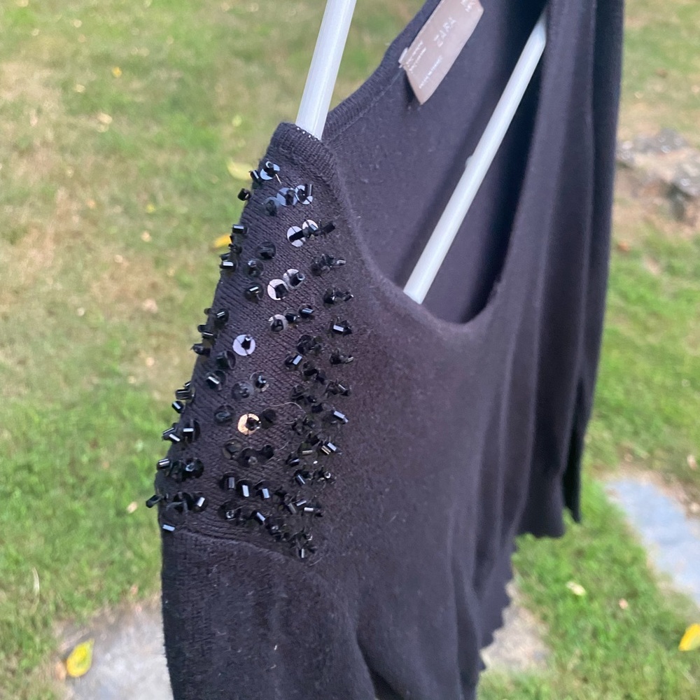 Zara black v-neck sweater top.